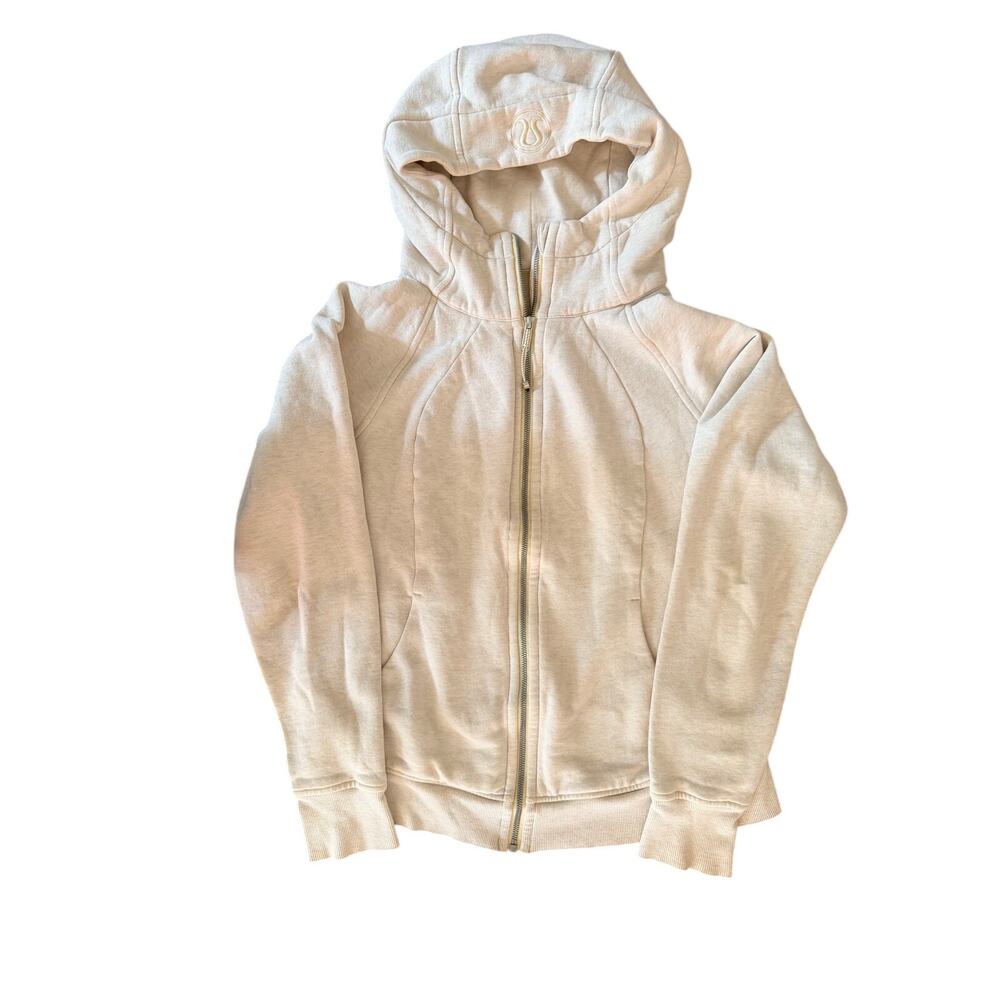 Lululemon Scuba Hoodie Womens Size 12 Ivory Cream Full Zip Jacket Sweatshirt Gym